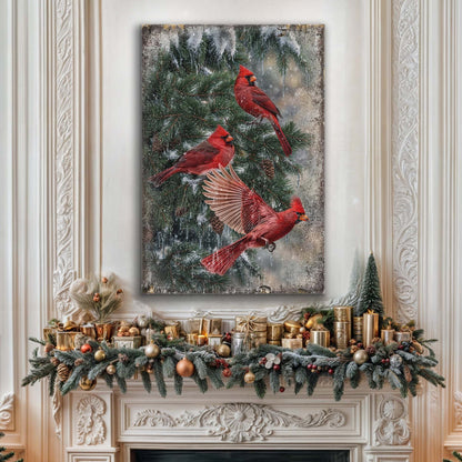 Vintage Cardinal Christmas Wall Art II